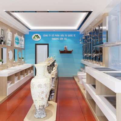 Thiết kế thi công cửa hàng trưng bày thiết bị vệ sinh kết hợp gốm sứ Văn Quán